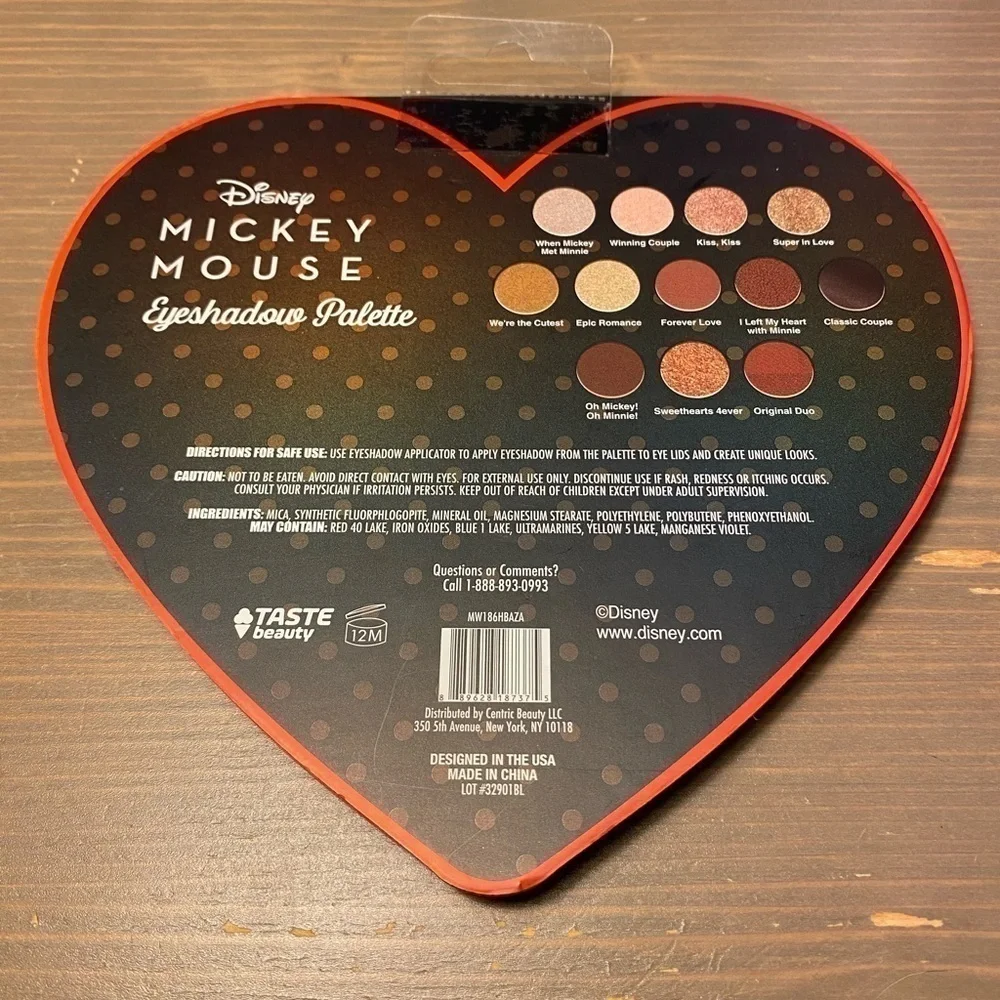 Disney Mickey Mouse Heart Shaped Eyeshadow Palette 12 Shades Warm Neutral NIB